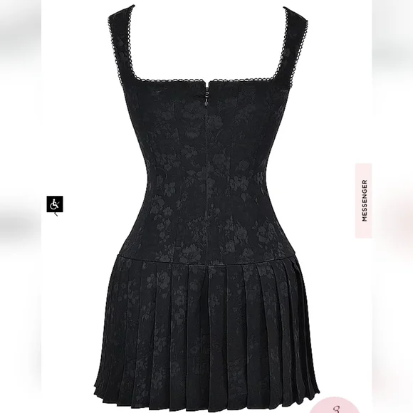 ***1 Left***House of CB Talia Black Pleated Mini Dress - Picture 12 of 16